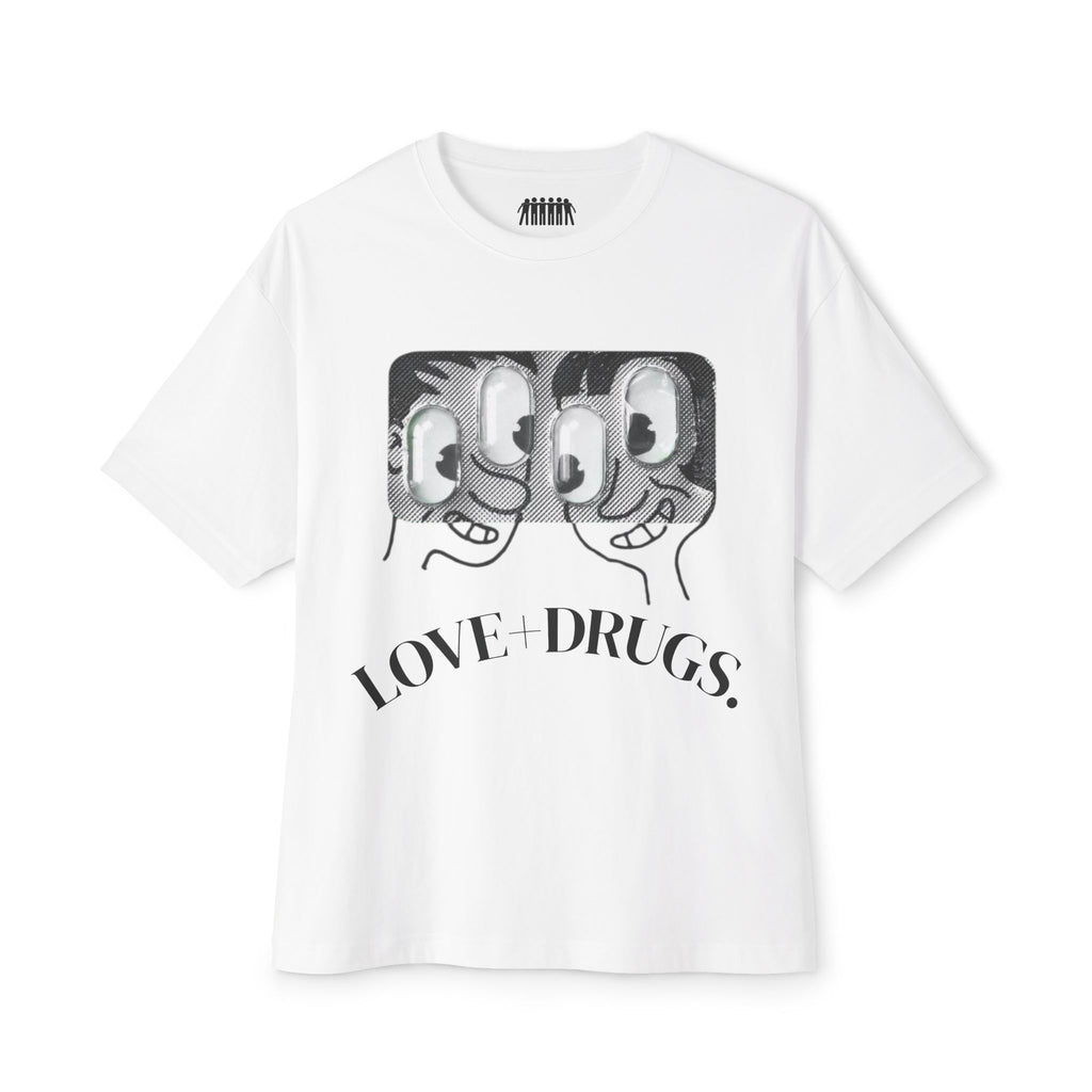 “LOVE+DRUGS.” Oversized Boxy Tee